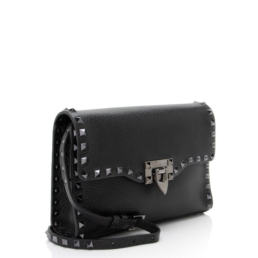 Valentino Grainy Calfskin Rockstud Flip Lock Flap Small Crossbody - Picture 2 of 12